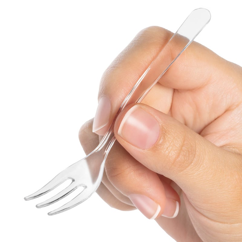 LSR LORESO Tasting Mini Forks 50CT - LORESO Clear Small Plastic Forks For Fruit, Dessert and Frozen cakes, BPA Free, Reusable 3.8 Inches - Pack of 50 - Image 1